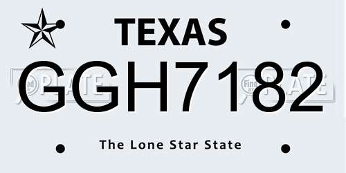 GGH7182 Texas License Plate