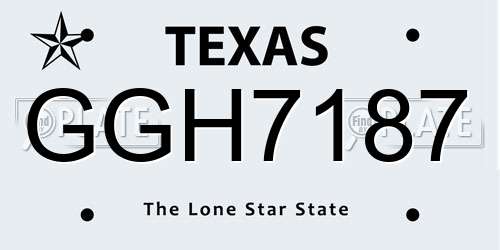 GGH7187 Texas License Plate