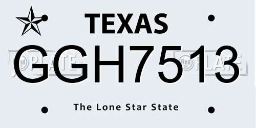 GGH7513 Texas License Plate