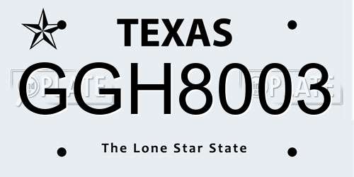 GGH8003 Texas License Plate