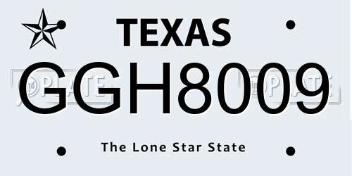 GGH8009 Texas License Plate
