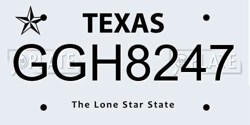 GGH8247 Texas License Plate