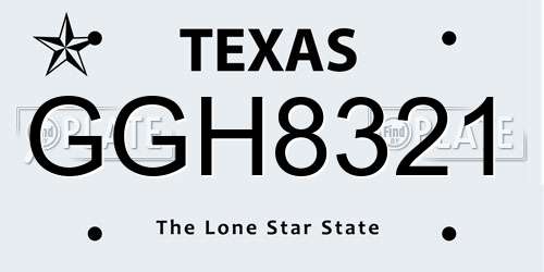GGH8321 Texas License Plate