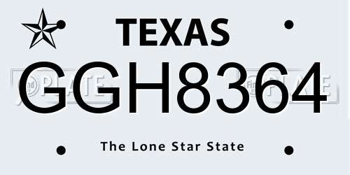 GGH8364 Texas License Plate