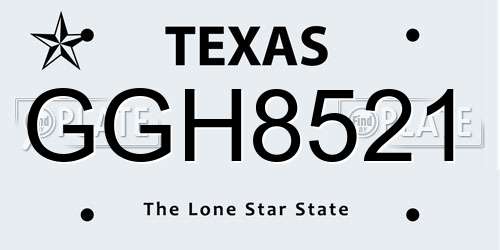 GGH8521 Texas License Plate