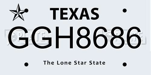 GGH8686 Texas License Plate