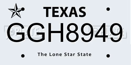 GGH8949 Texas License Plate
