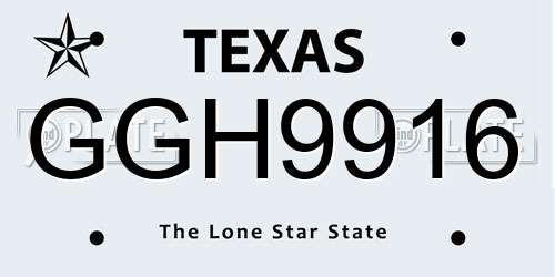 GGH9916 Texas License Plate