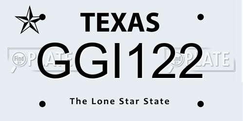 GGI122 Texas License Plate