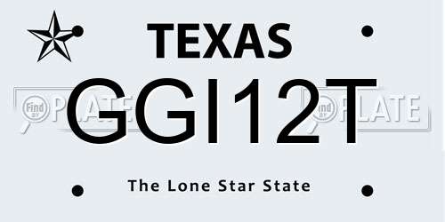 GGI12T Texas License Plate
