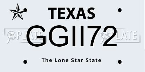 GGII72 Texas License Plate