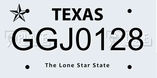 GGJ0128 Texas License Plate