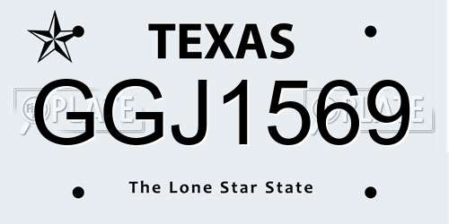 GGJ1569 Texas License Plate