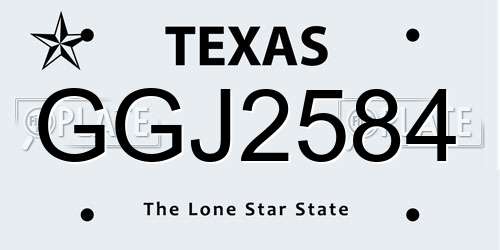 GGJ2584 Texas License Plate