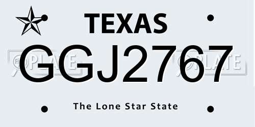 GGJ2767 Texas License Plate