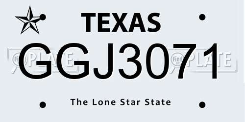 GGJ3071 Texas License Plate