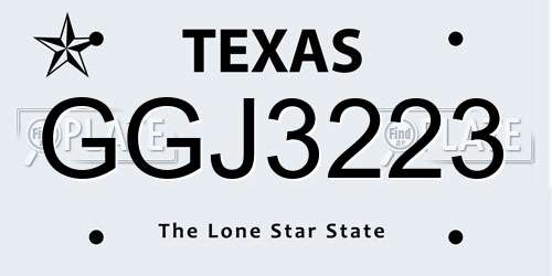 GGJ3223 Texas License Plate