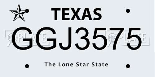 GGJ3575 Texas License Plate