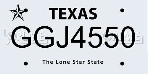 GGJ4550 Texas License Plate