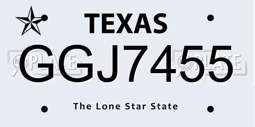 GGJ7455 Texas License Plate