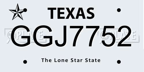 GGJ7752 Texas License Plate