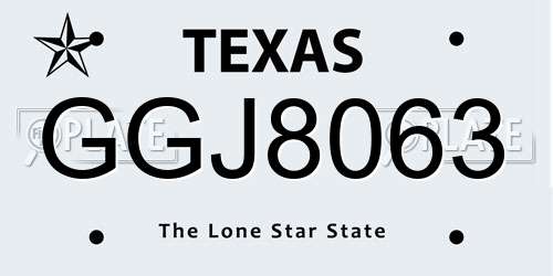 GGJ8063 Texas License Plate