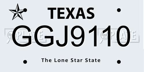 GGJ9110 Texas License Plate