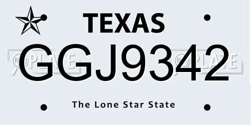 GGJ9342 Texas License Plate