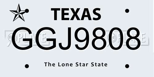 GGJ9808 Texas License Plate