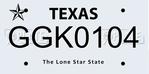 GGK0104 Texas License Plate