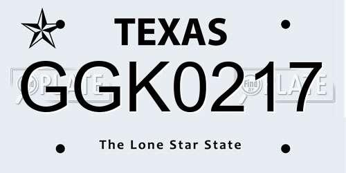 GGK0217 Texas License Plate