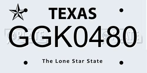 GGK0480 Texas License Plate