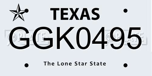 GGK0495 Texas License Plate
