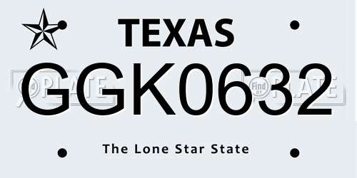 GGK0632 Texas License Plate