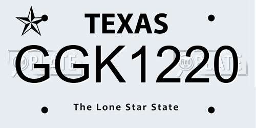 GGK1220 Texas License Plate