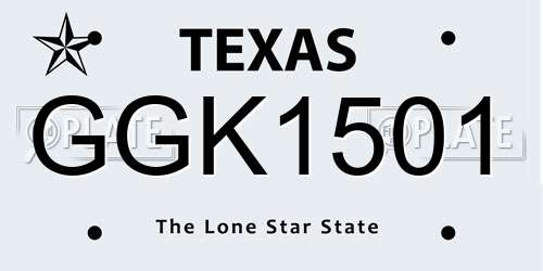 GGK1501 Texas License Plate