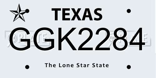 GGK2284 Texas License Plate