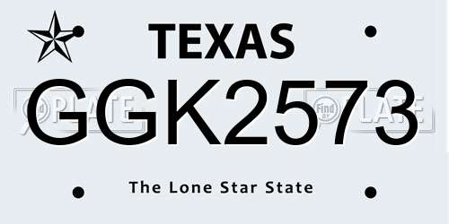GGK2573 Texas License Plate