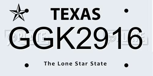 GGK2916 Texas License Plate