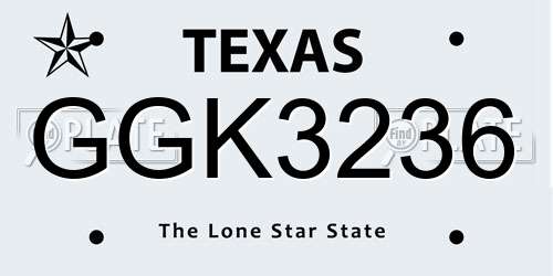 GGK3236 Texas License Plate
