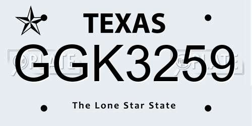 GGK3259 Texas License Plate