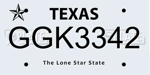 GGK3342 Texas License Plate