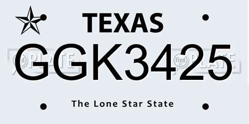 GGK3425 Texas License Plate