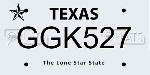GGK527 Texas License Plate