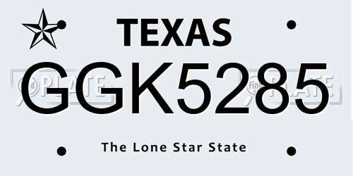 GGK5285 Texas License Plate