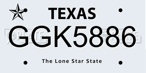 GGK5886 Texas License Plate