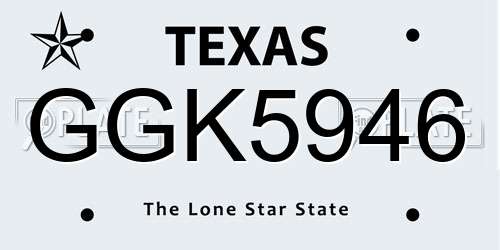 GGK5946 Texas License Plate
