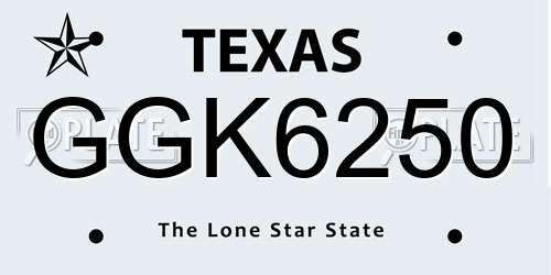 GGK6250 Texas License Plate