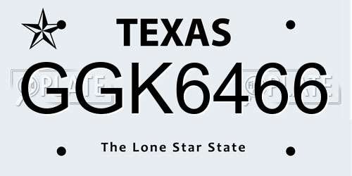 GGK6466 Texas License Plate
