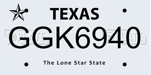 GGK6940 Texas License Plate